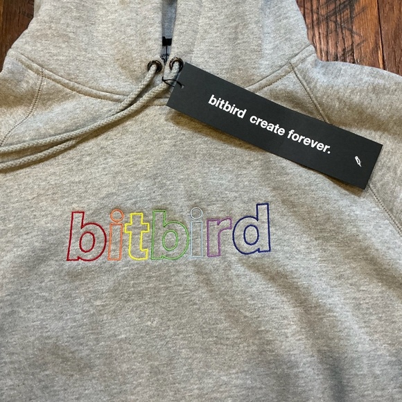Bitbird Create Forever Rainbow Logo Hoodie in Heather Gray Size L SOLD OUT - Picture 3 of 9